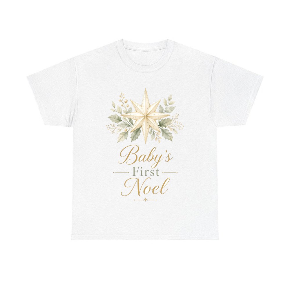 Baby's First Noel Star personalised Christmas T-shirt in white