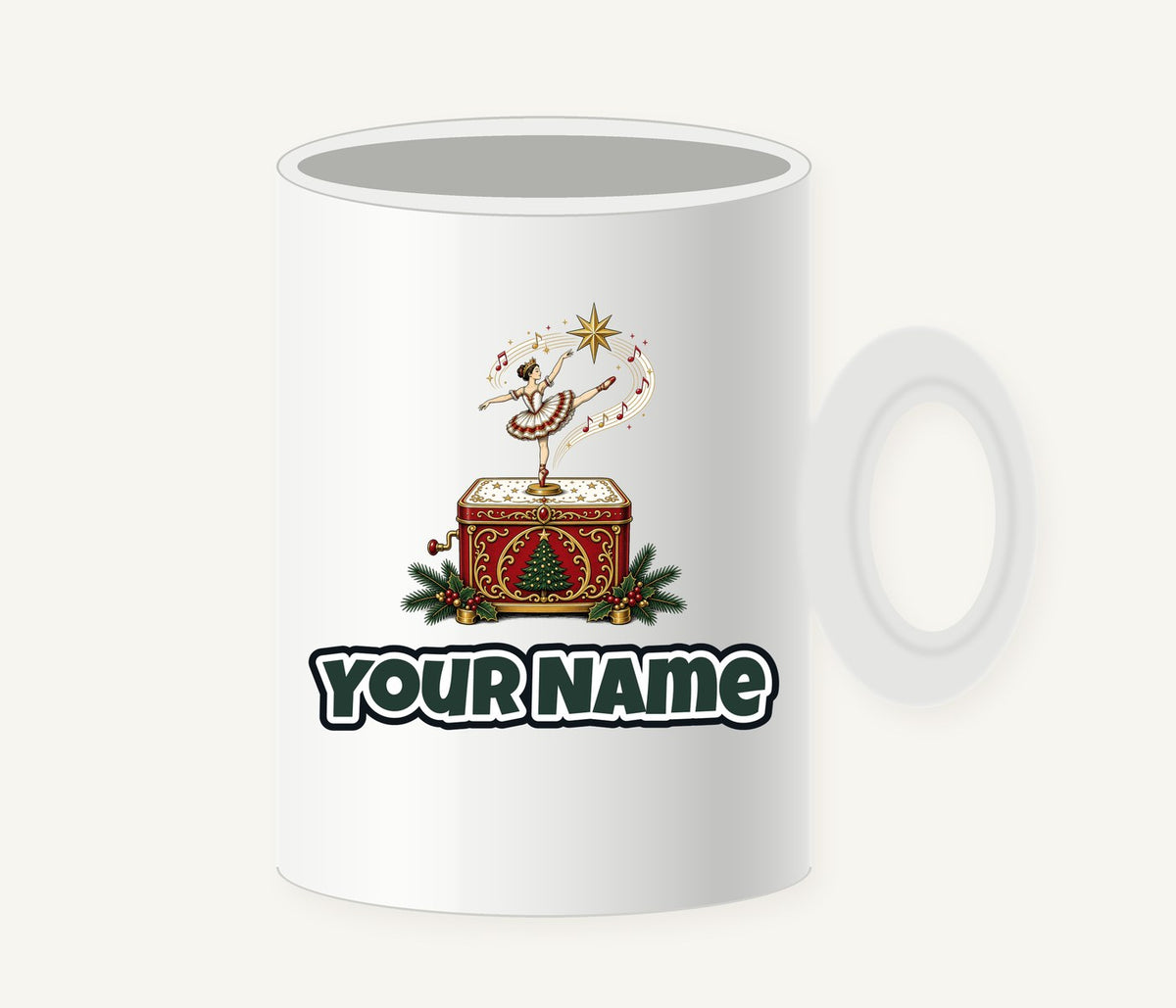 Ballerina Music Box Personalised Christmas Mug