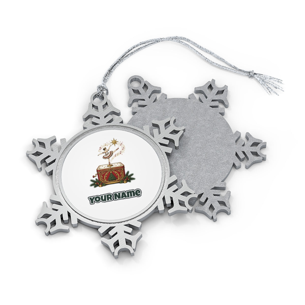 Ballerina Music Box Personalised Pewter Christmas Ornament