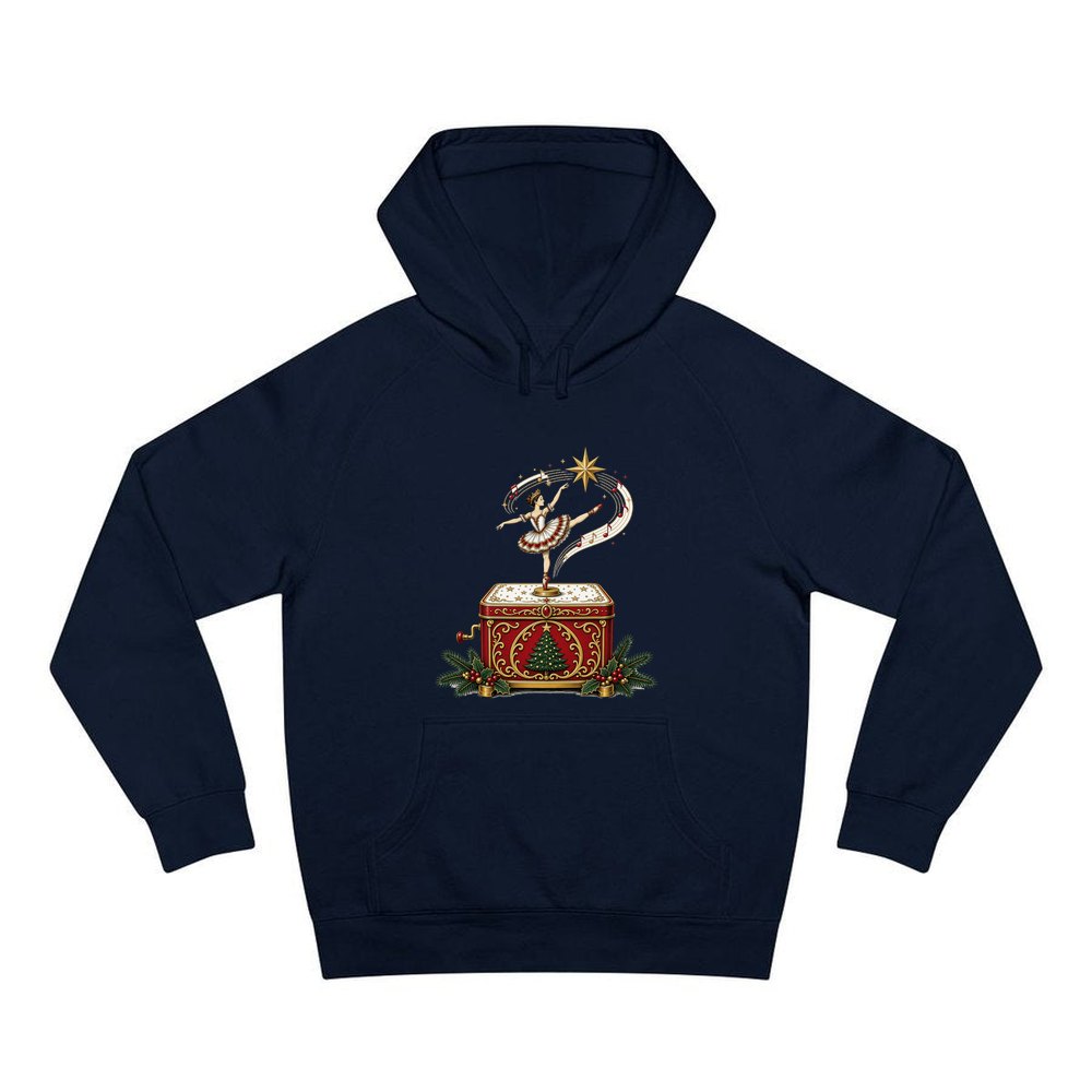 Ballerina Music Box personalised Christmas hoodie in navy