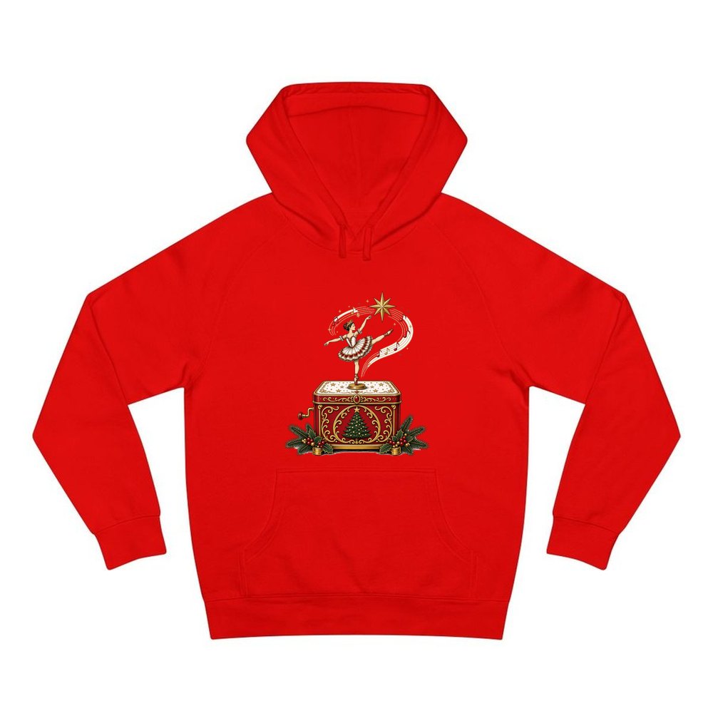 Ballerina Music Box personalised Christmas hoodie in red