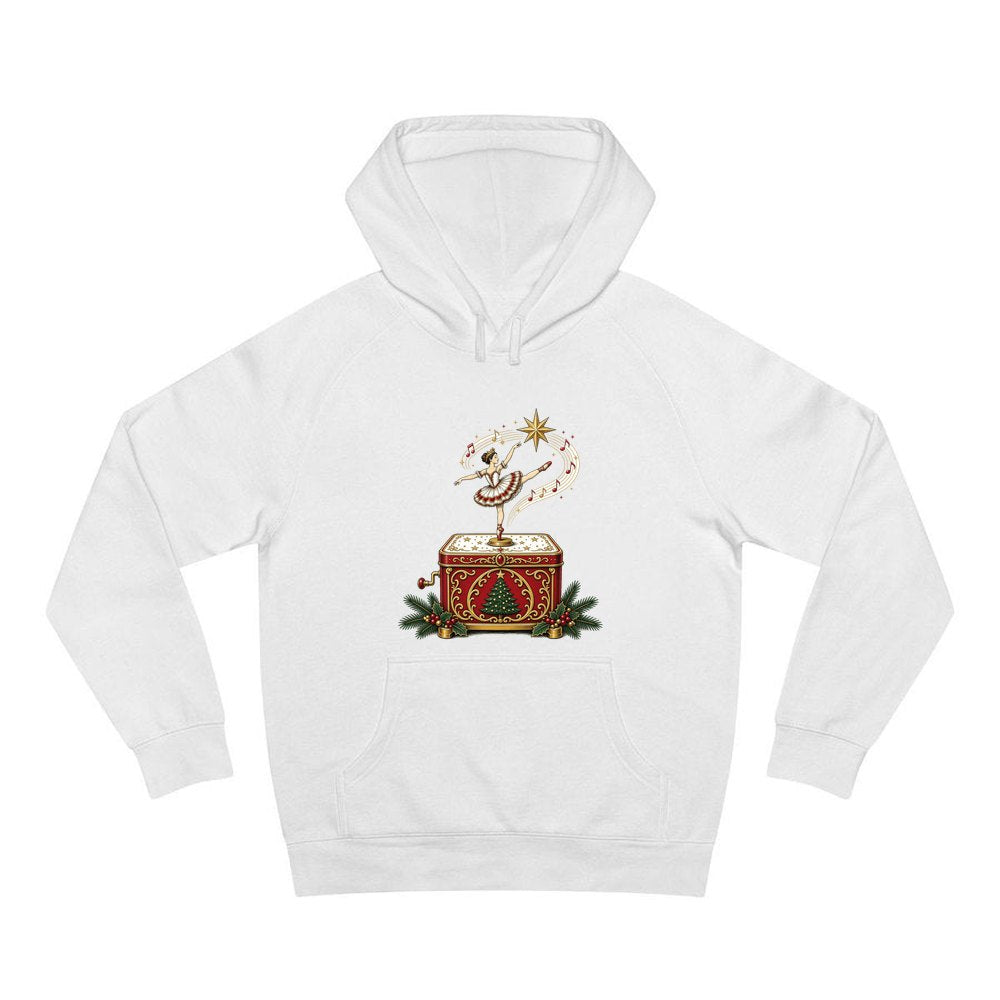 Ballerina Music Box personalised Christmas hoodie in white