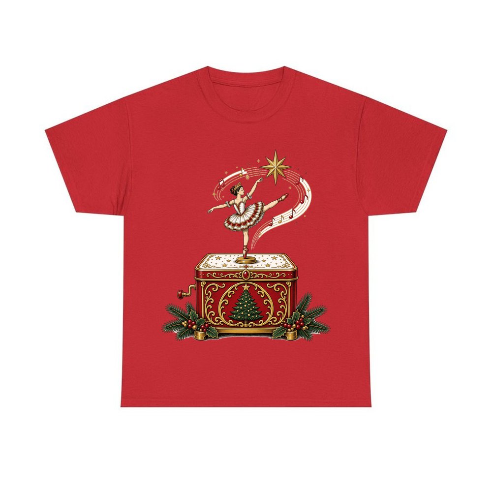 Ballerina Music Box personalised Christmas T-shirt in red