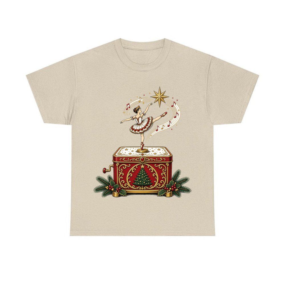 Ballerina Music Box personalised Christmas T-shirt in sand