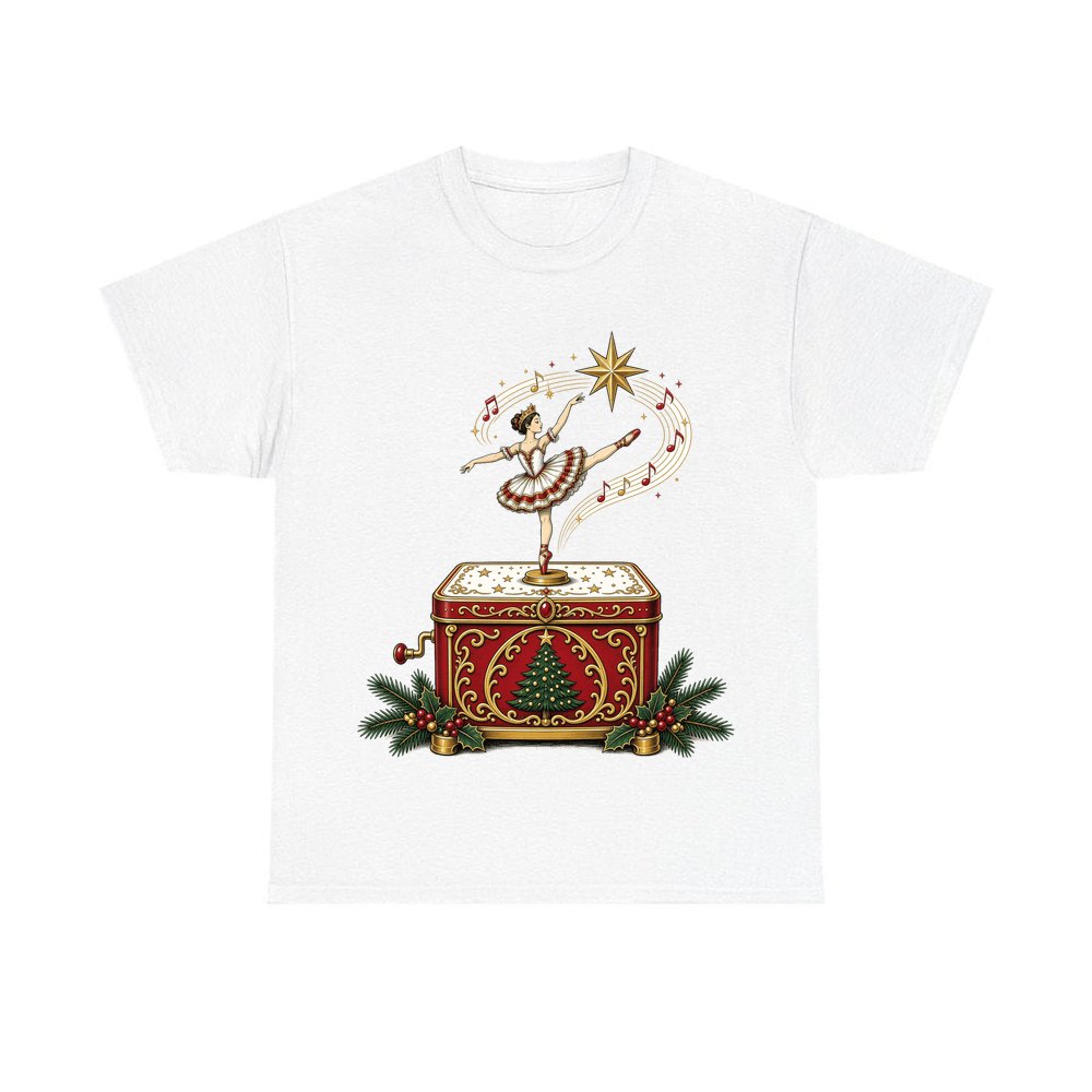Ballerina Music Box personalised Christmas T-shirt in white