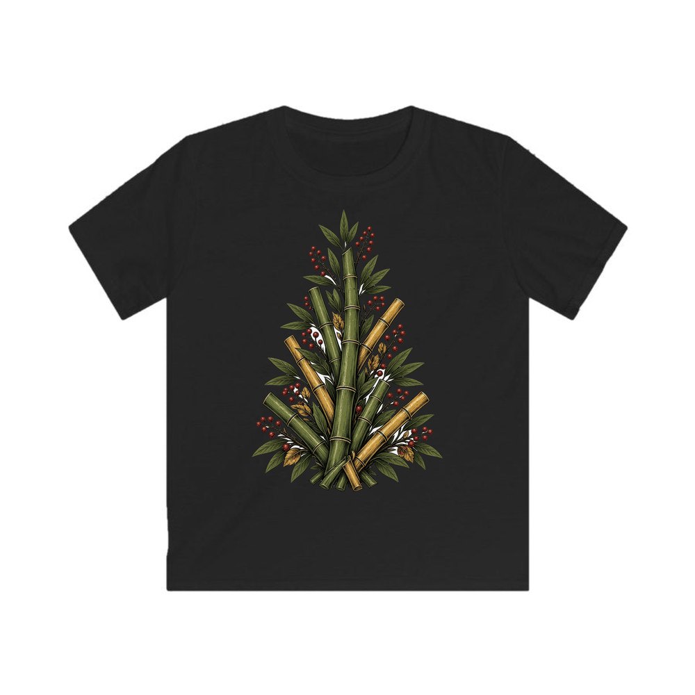 Bamboo Christmas Tree personalised kids Christmas tee in black