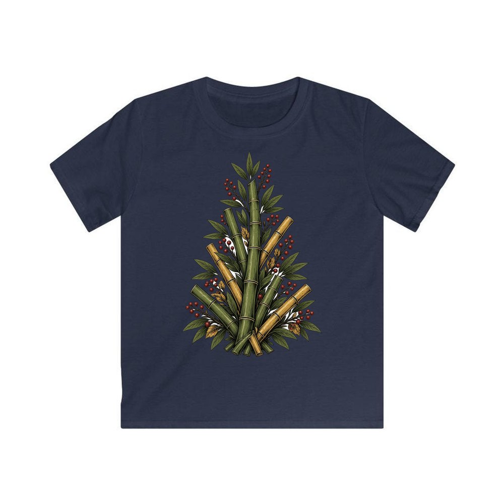 Bamboo Christmas Tree personalised kids Christmas tee in navy