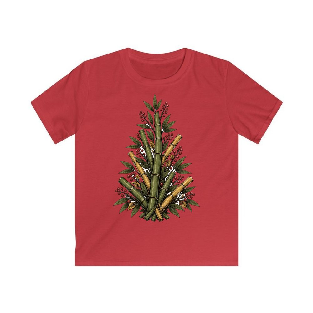 Bamboo Christmas Tree personalised kids Christmas tee in red