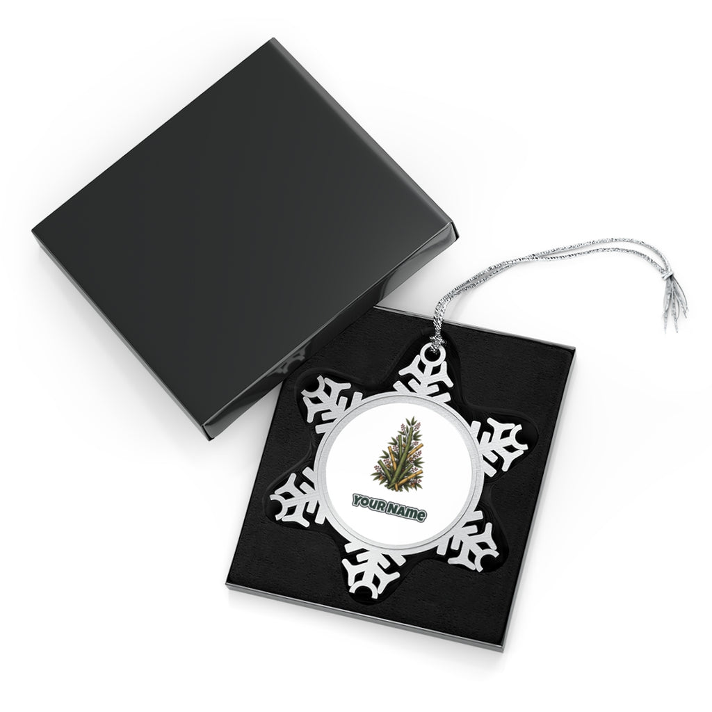 Bamboo Christmas Tree Personalised Pewter Christmas Ornament