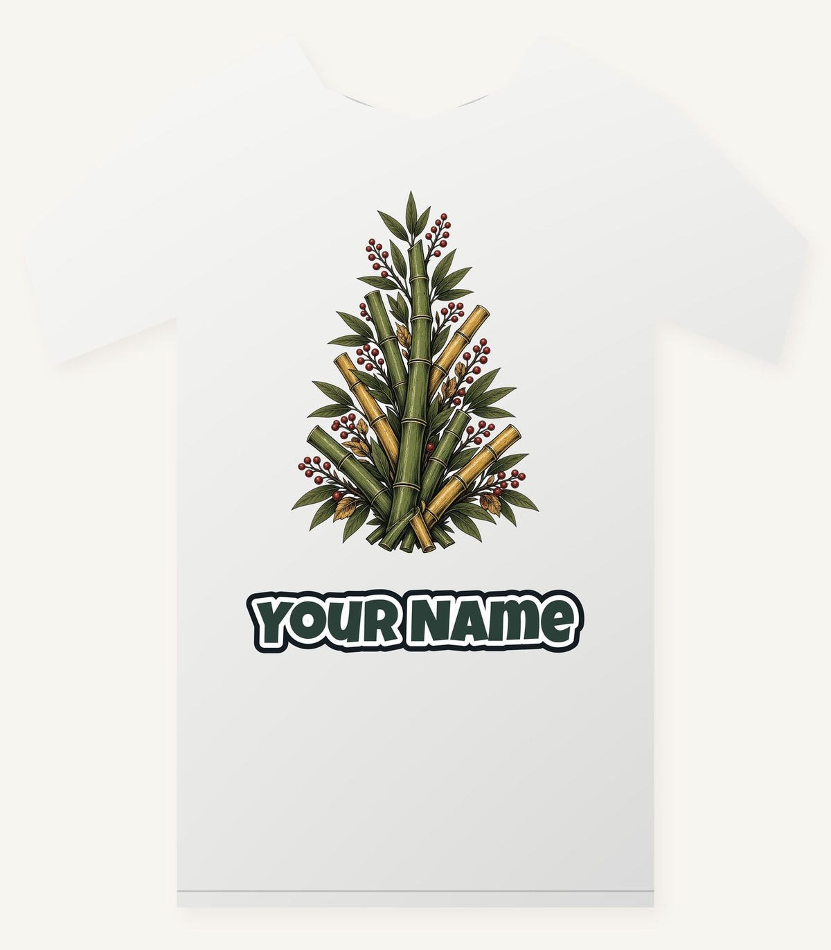 Bamboo Christmas Tree Personalised Christmas T-Shirt and Hoodie