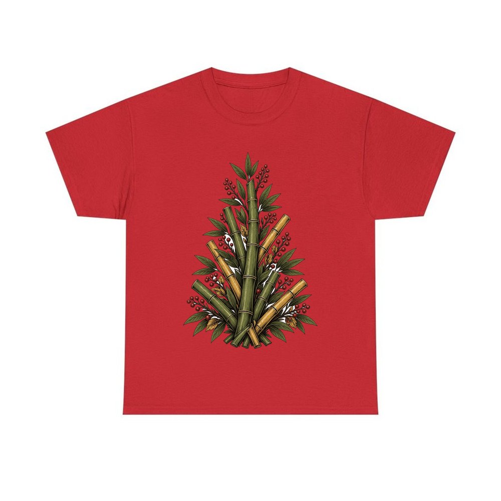 Bamboo Christmas Tree personalised Christmas T-shirt in red