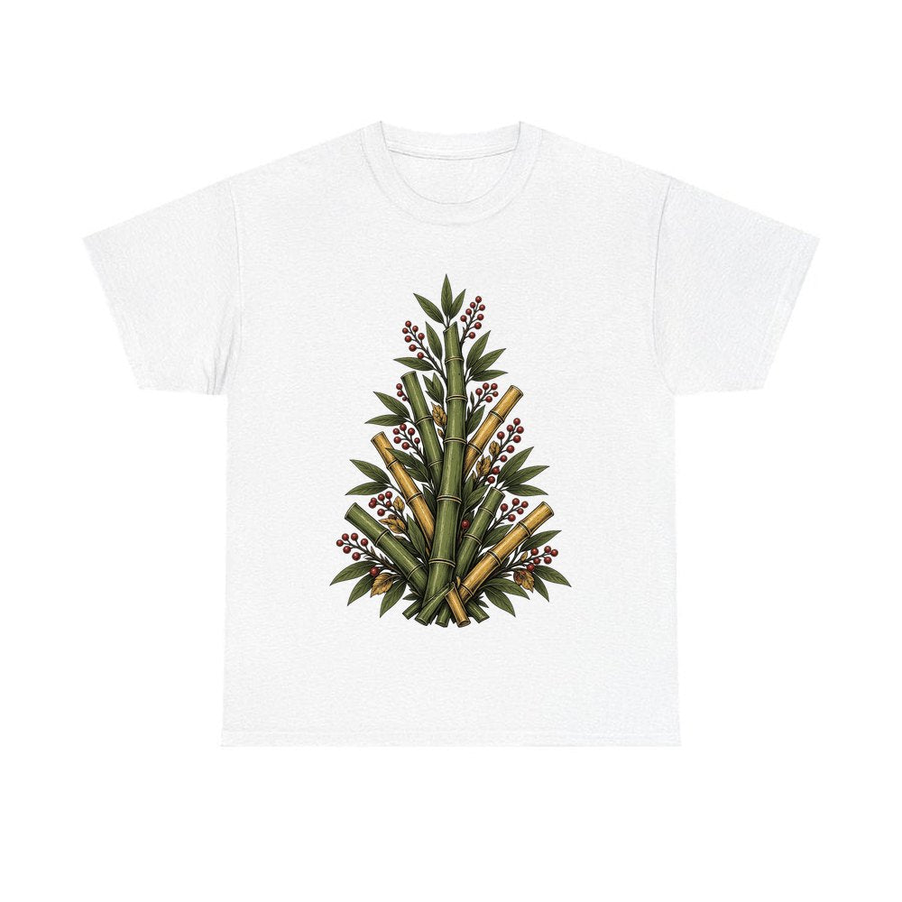 Bamboo Christmas Tree personalised Christmas T-shirt in white