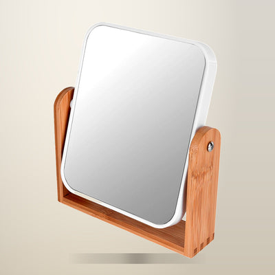 Bamboo Stand Double-Sided Makeup Mirror, 1x and 3x, 18 x 21 cm