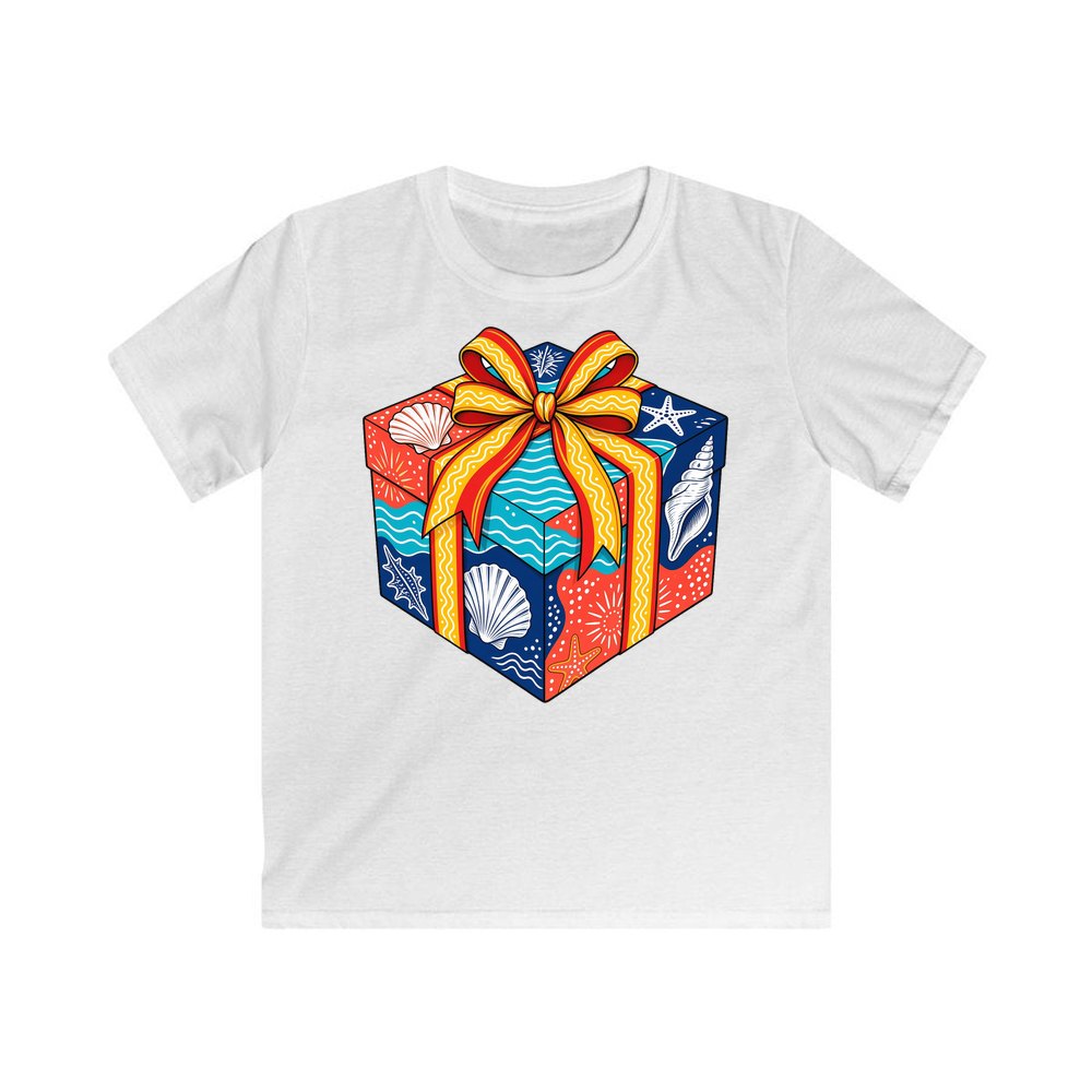 Beach Shells Gift Box personalised kids Christmas tee in white
