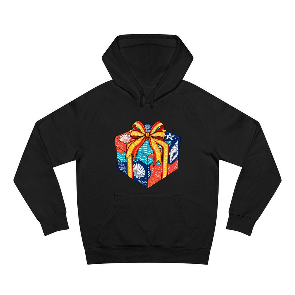 Beach Shells Gift Box personalised Christmas hoodie in black