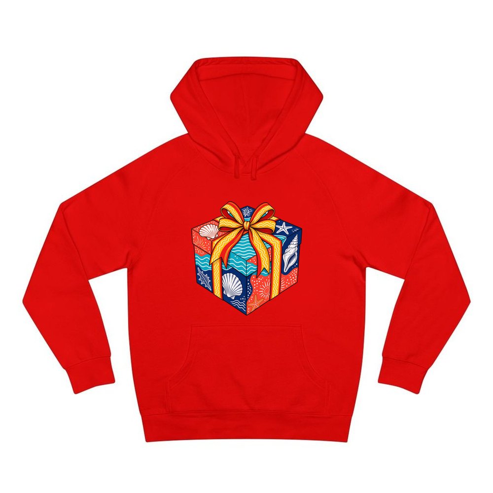 Beach Shells Gift Box personalised Christmas hoodie in red