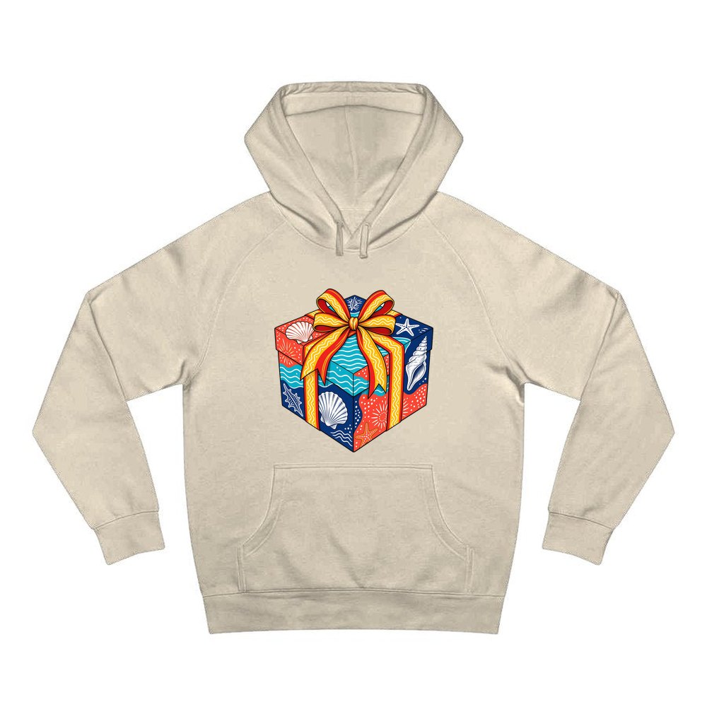 Beach Shells Gift Box personalised Christmas hoodie in sand