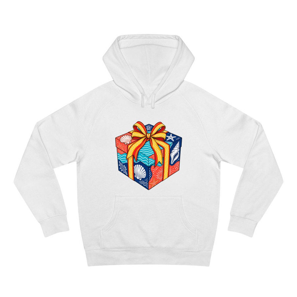 Beach Shells Gift Box personalised Christmas hoodie in white