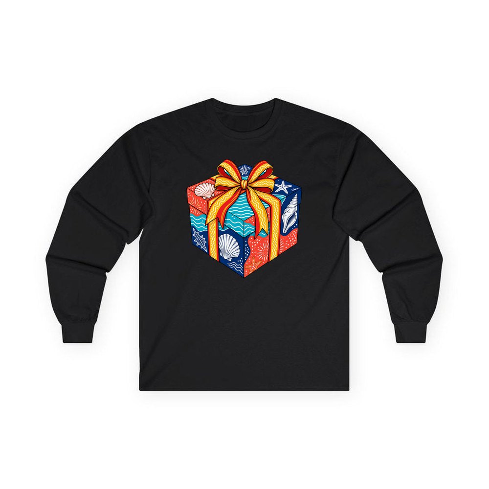 Beach Shells Gift Box personalised long sleeve Christmas T-shirt in black