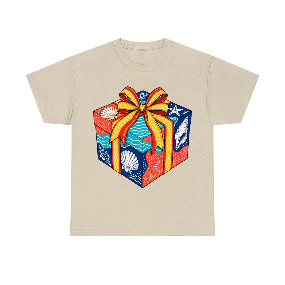 Beach Shells Gift Box personalised Christmas T-shirt in sand