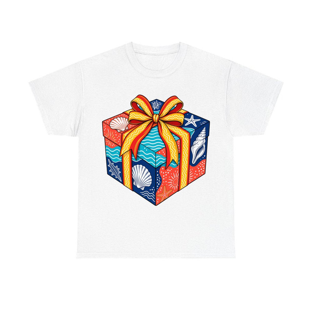 Beach Shells Gift Box personalised Christmas T-shirt in white