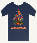 Beach Umbrella Christmas Tree Personalised Kids Tee and Baby Bodysuit