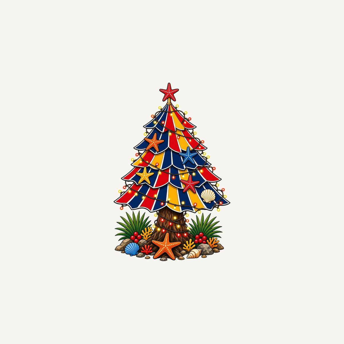 Beach Umbrella Christmas Tree Personalised Christmas Mug