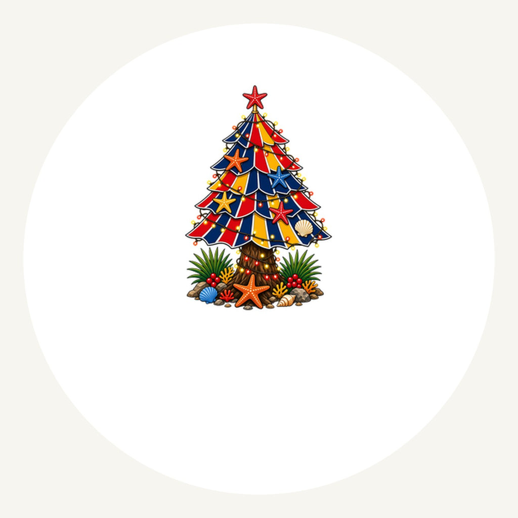 Beach Umbrella Christmas Tree Personalised Pewter Christmas Ornament