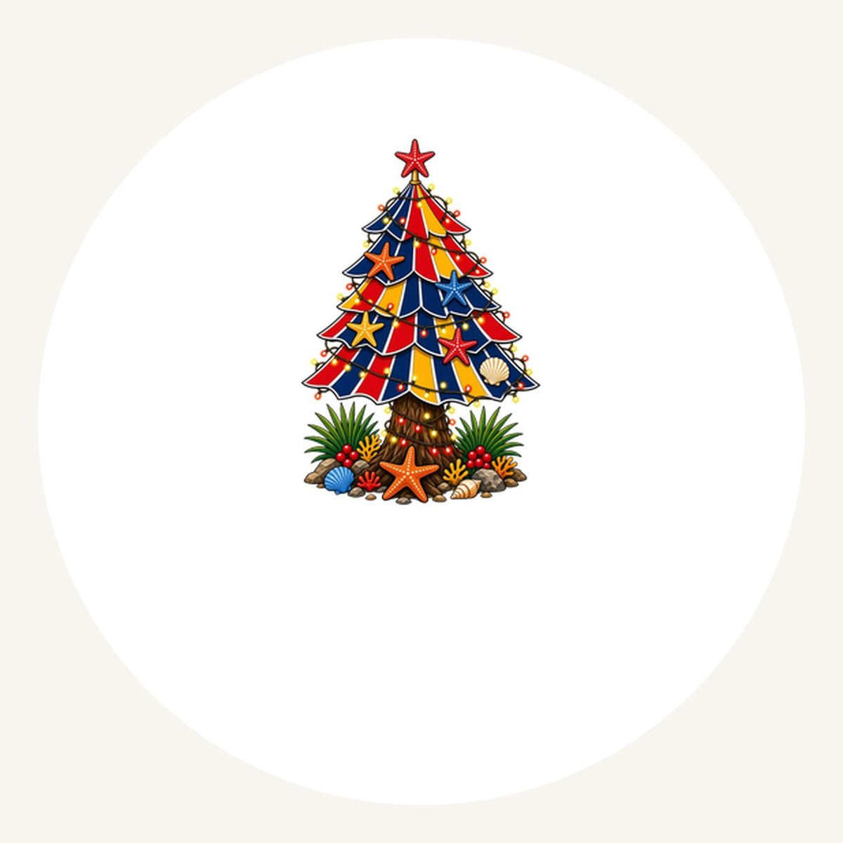Beach Umbrella Christmas Tree Personalised Pewter Christmas Ornament