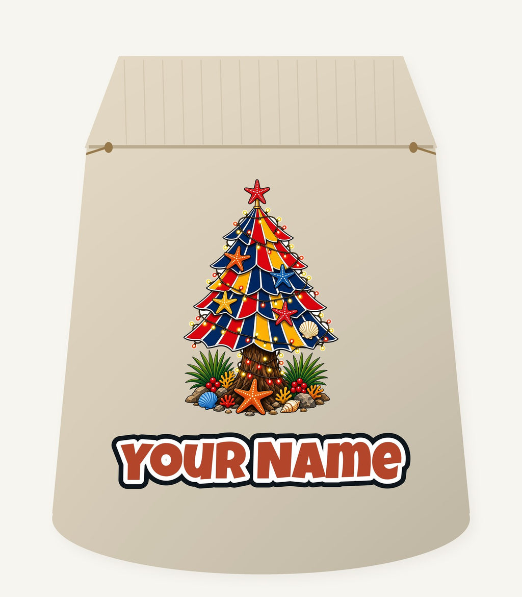 Beach Umbrella Christmas Tree Personalised Santa Sack