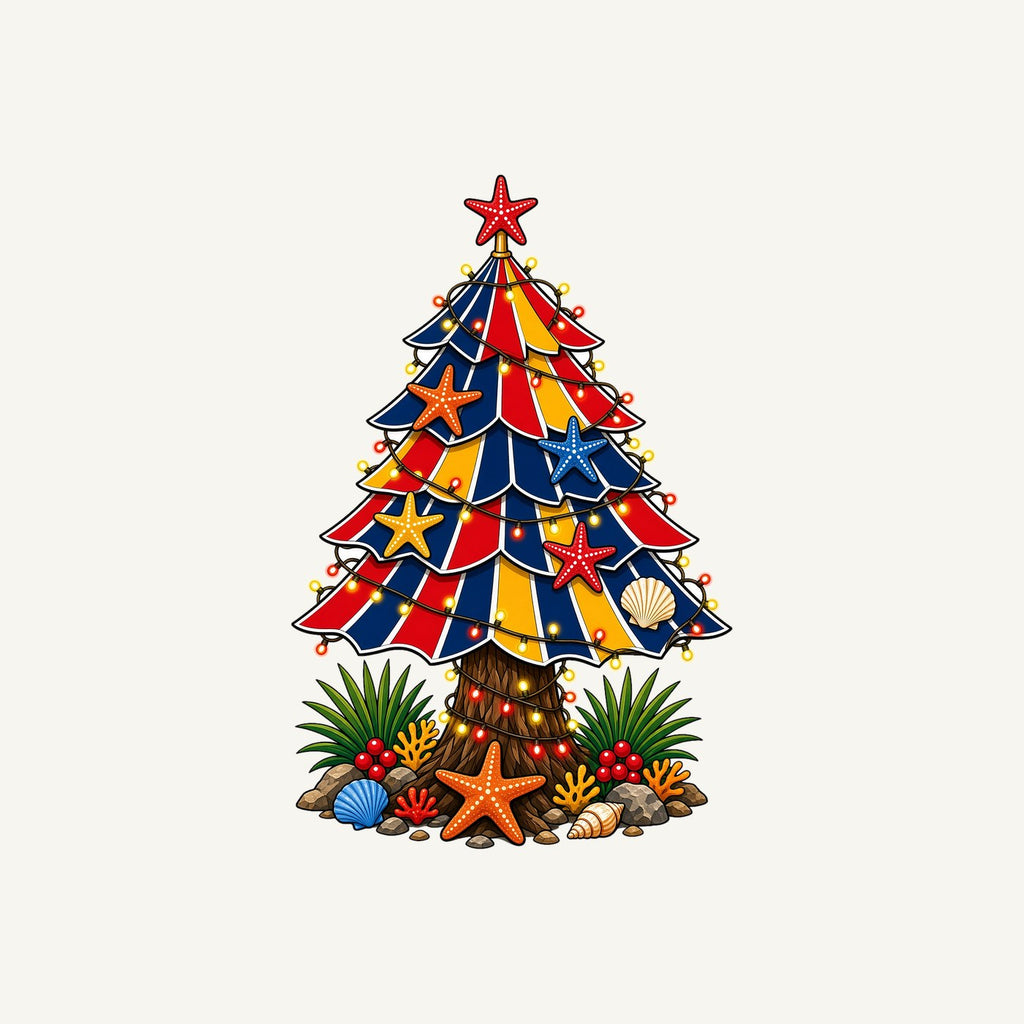 Beach Umbrella Christmas Tree Personalised Santa Sack