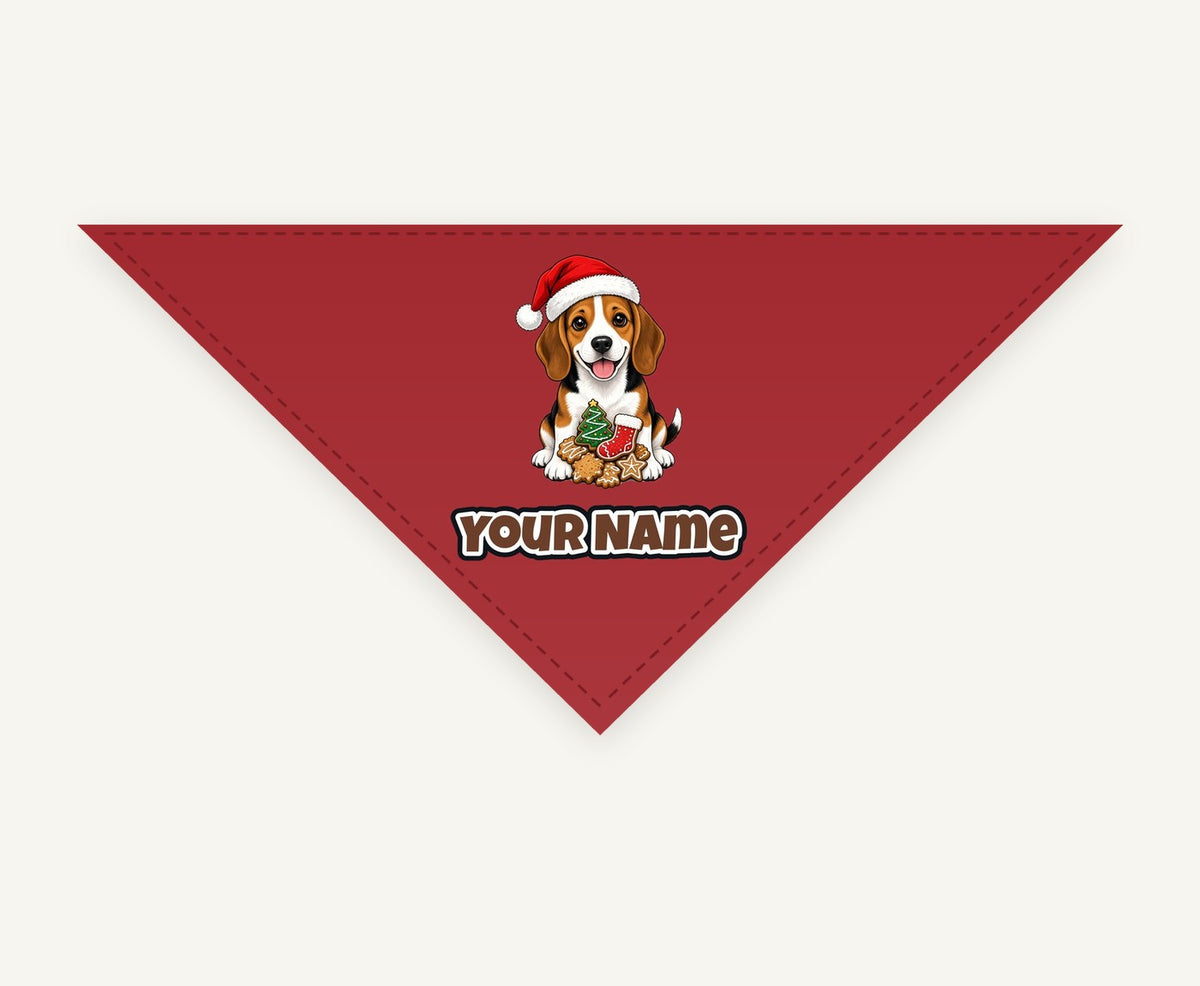 Beagle Christmas Personalised Christmas Pet Bandana, Cat or Dog