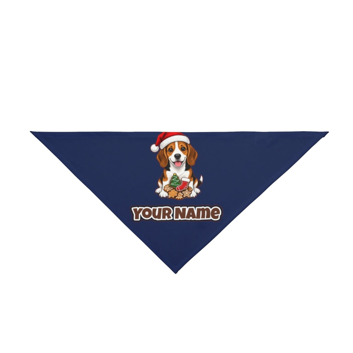Beagle personalised Christmas pet bandana in navy, tie-on style