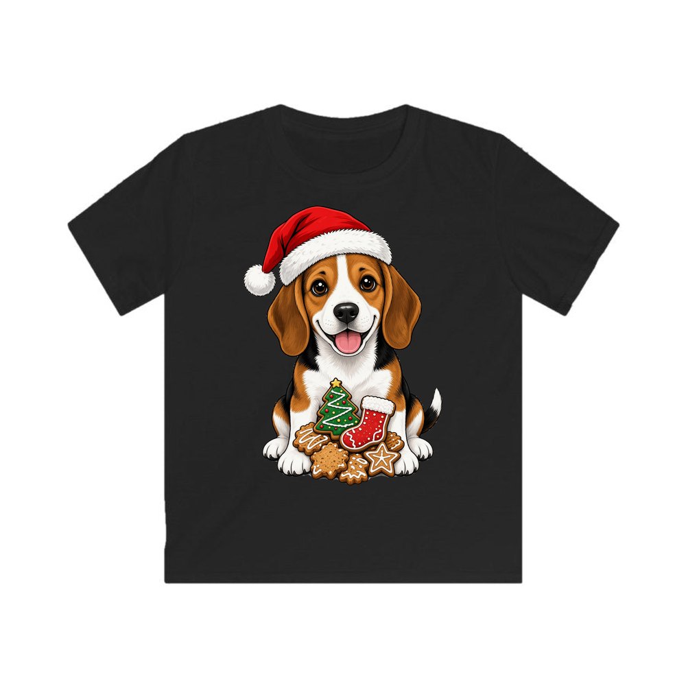 Beagle personalised kids Christmas tee in black