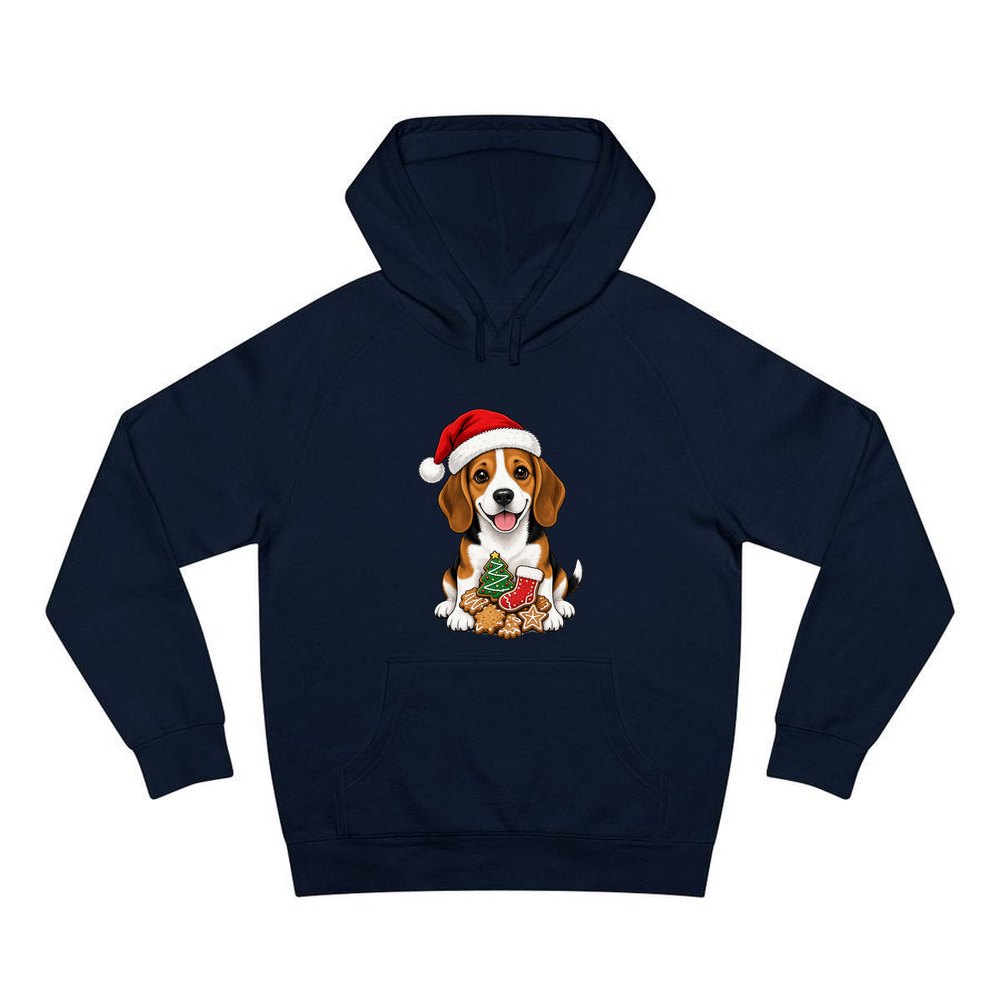 Beagle personalised Christmas hoodie in navy