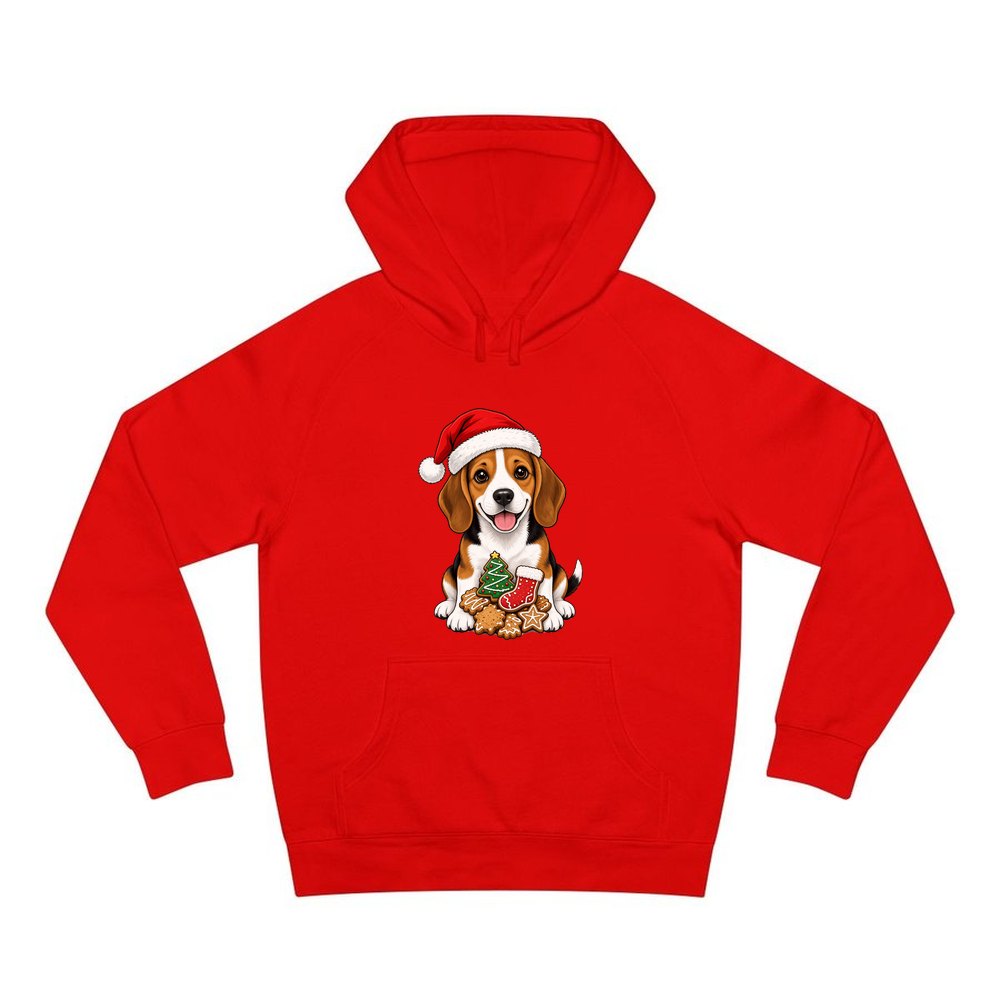 Beagle personalised Christmas hoodie in red