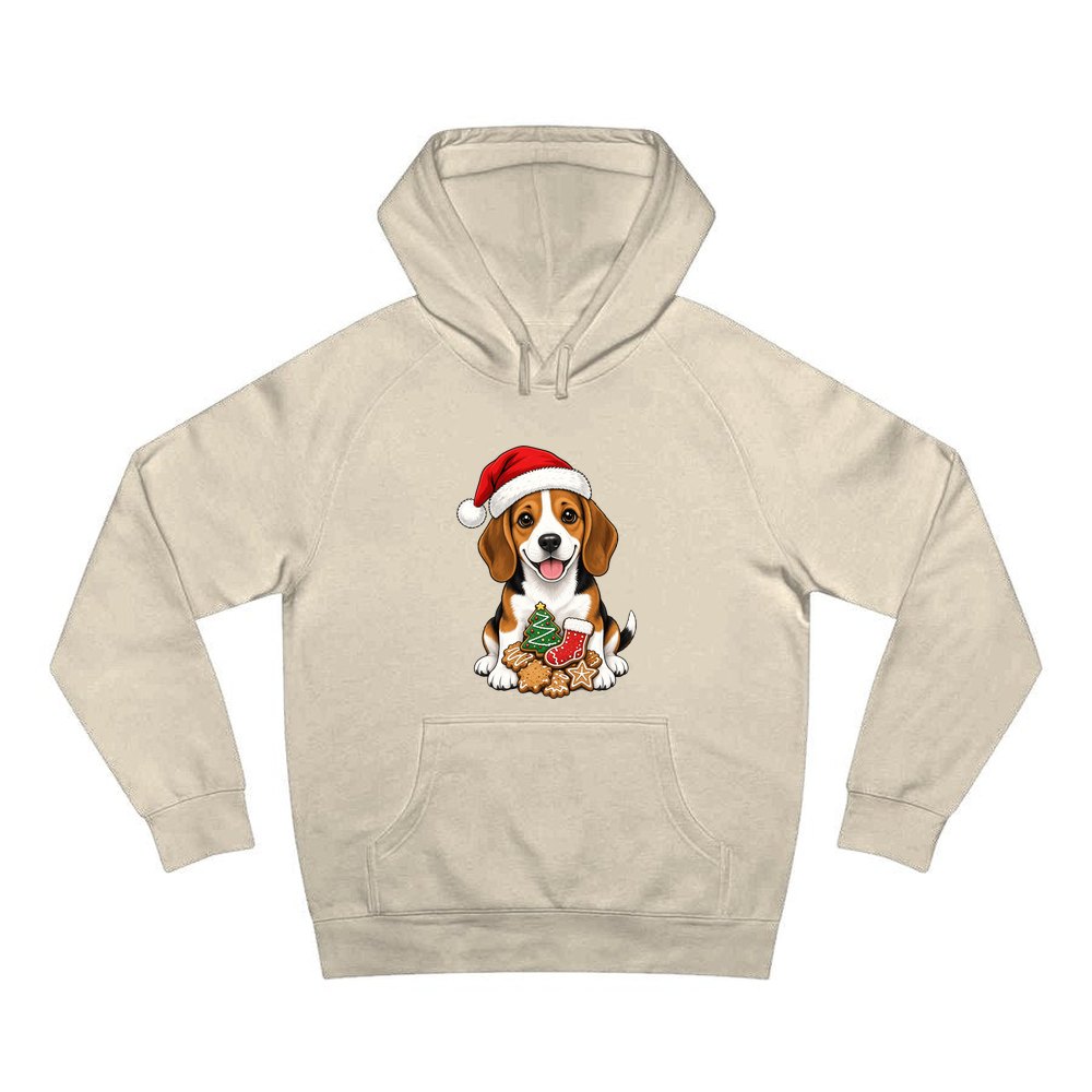 Beagle personalised Christmas hoodie in sand