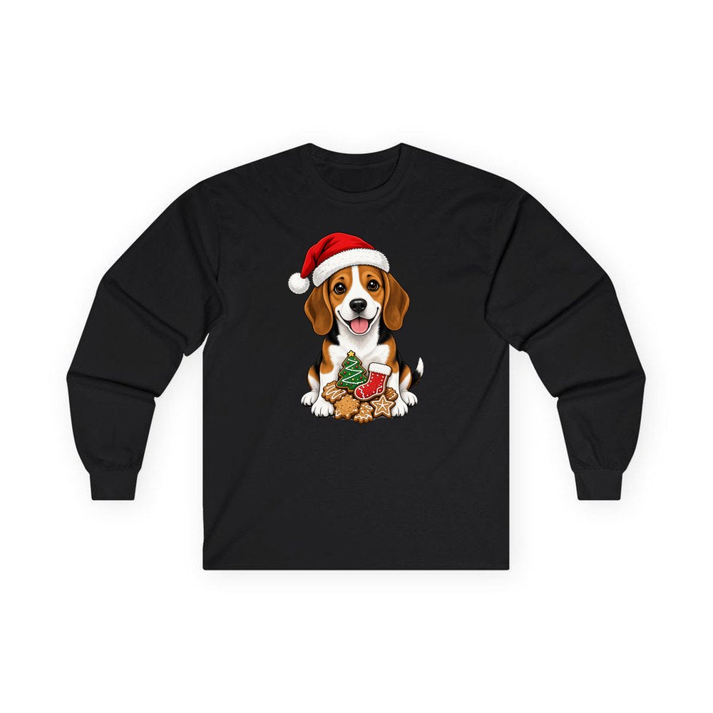 Beagle personalised long sleeve Christmas T-shirt in black