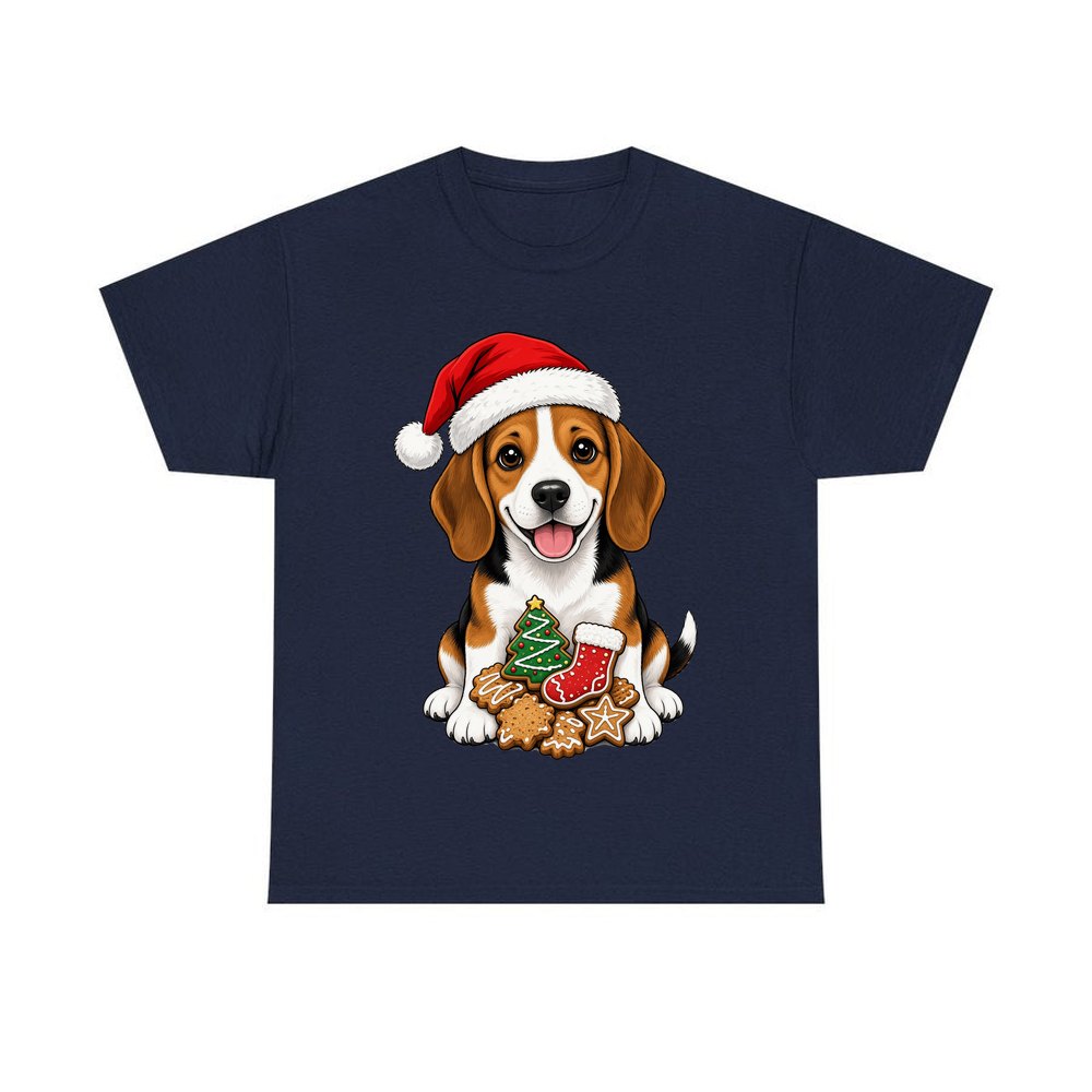 Beagle personalised Christmas T-shirt in navy