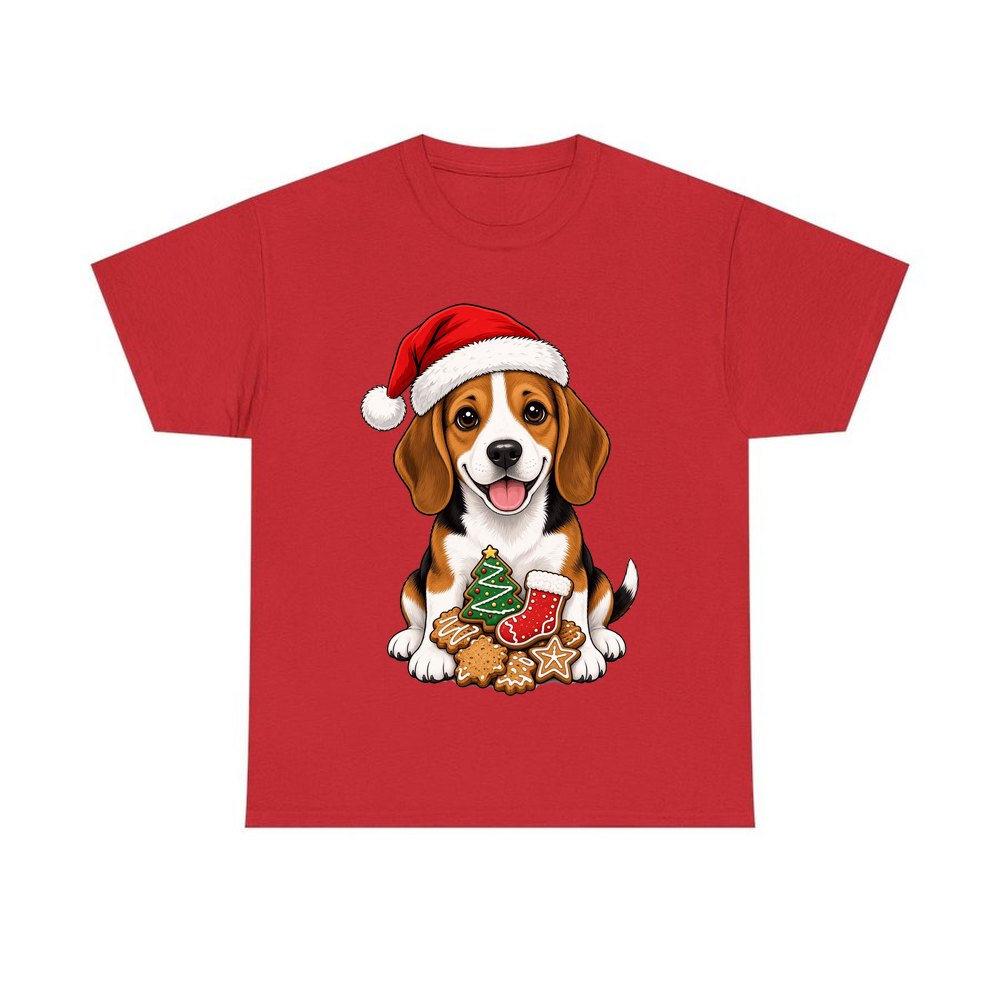 Beagle personalised Christmas T-shirt in red