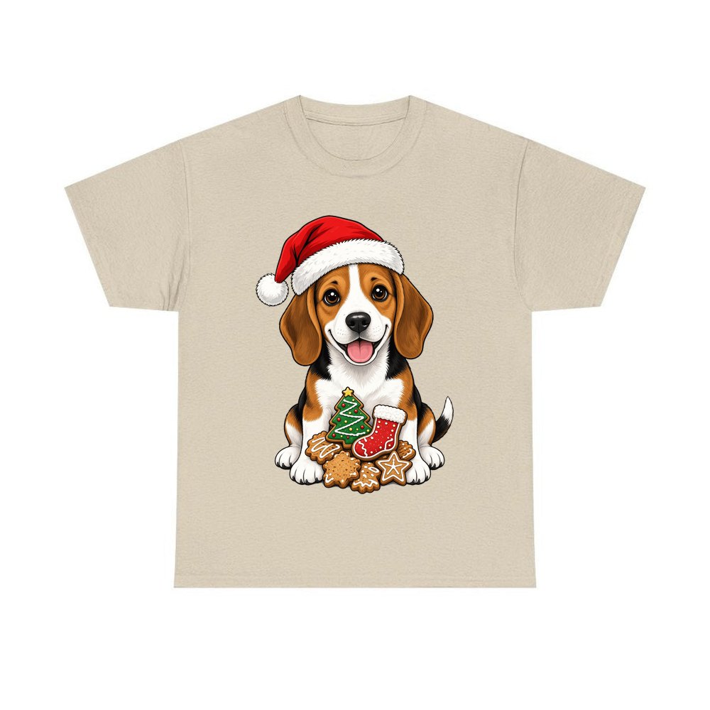 Beagle personalised Christmas T-shirt in sand