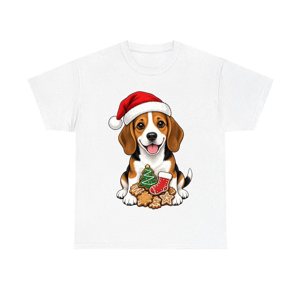 Beagle personalised Christmas T-shirt in white