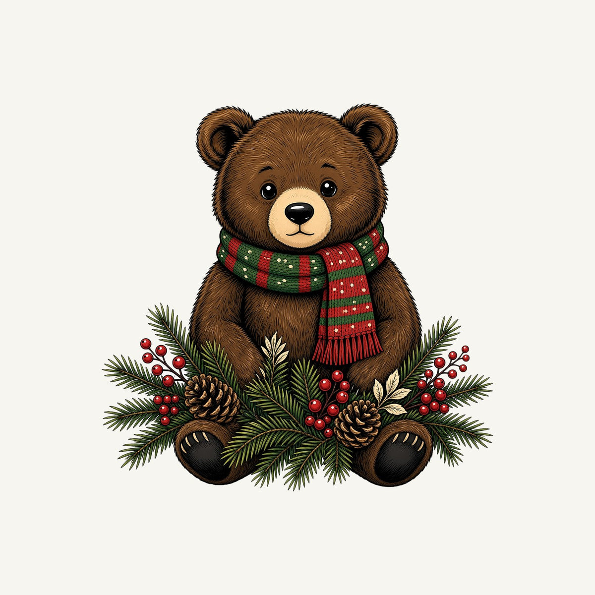 Bear Cub In Striped Scarf Personalised Kids Tee and Baby Bodysuit