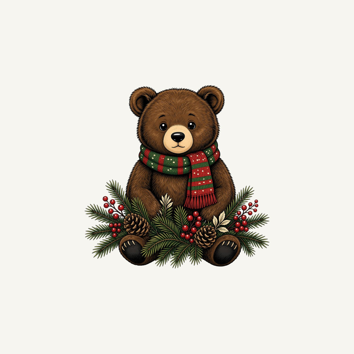 Bear Cub In Striped Scarf Personalised Christmas Mug
