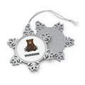 Bear Cub In Striped Scarf Personalised Pewter Christmas Ornament