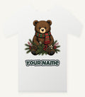 Bear Cub In Striped Scarf Personalised Christmas T-Shirt and Hoodie