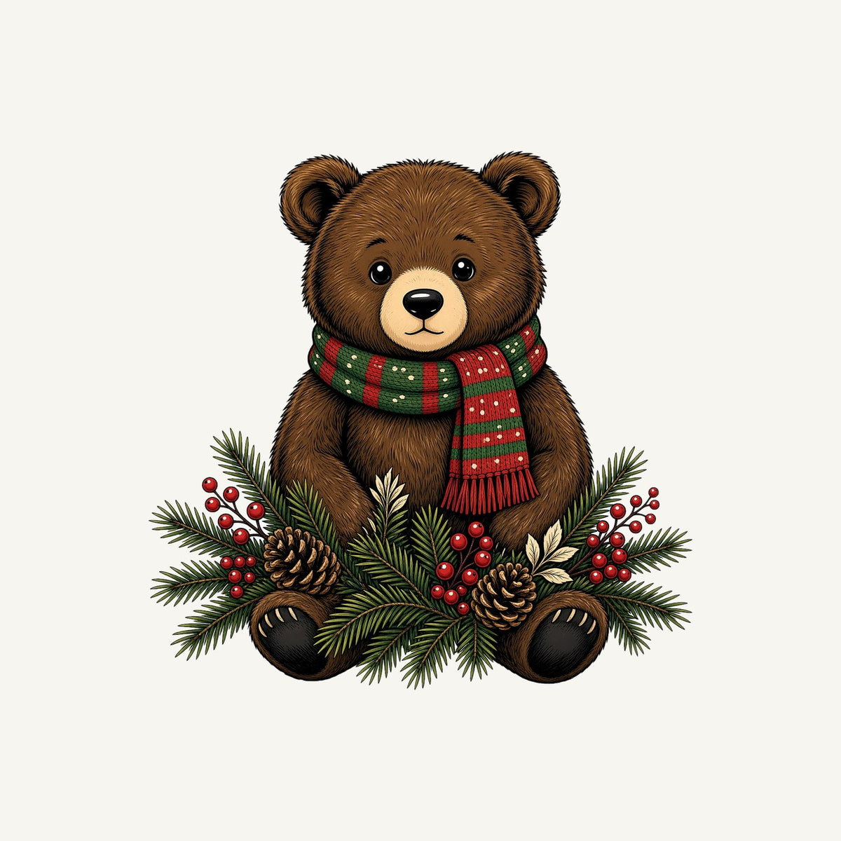 Bear Cub In Striped Scarf Personalised Christmas T-Shirt and Hoodie
