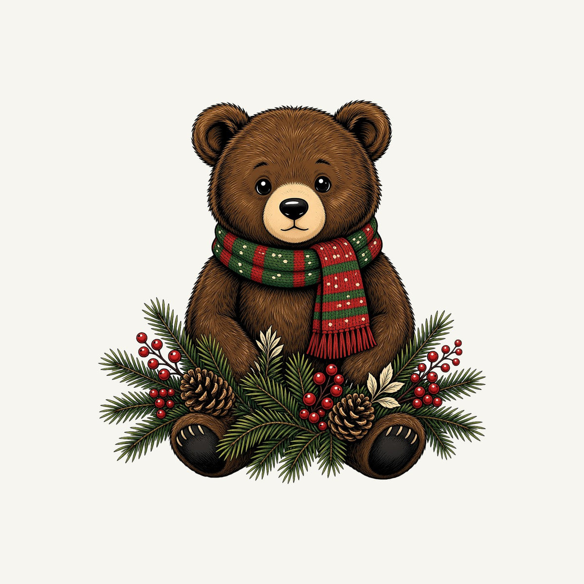 Bear Cub In Striped Scarf Personalised Santa Sack