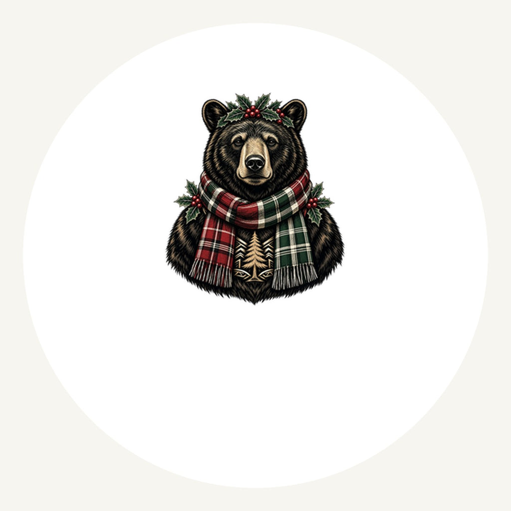 Bear In A Tartan Scarf Personalised Pewter Christmas Ornament