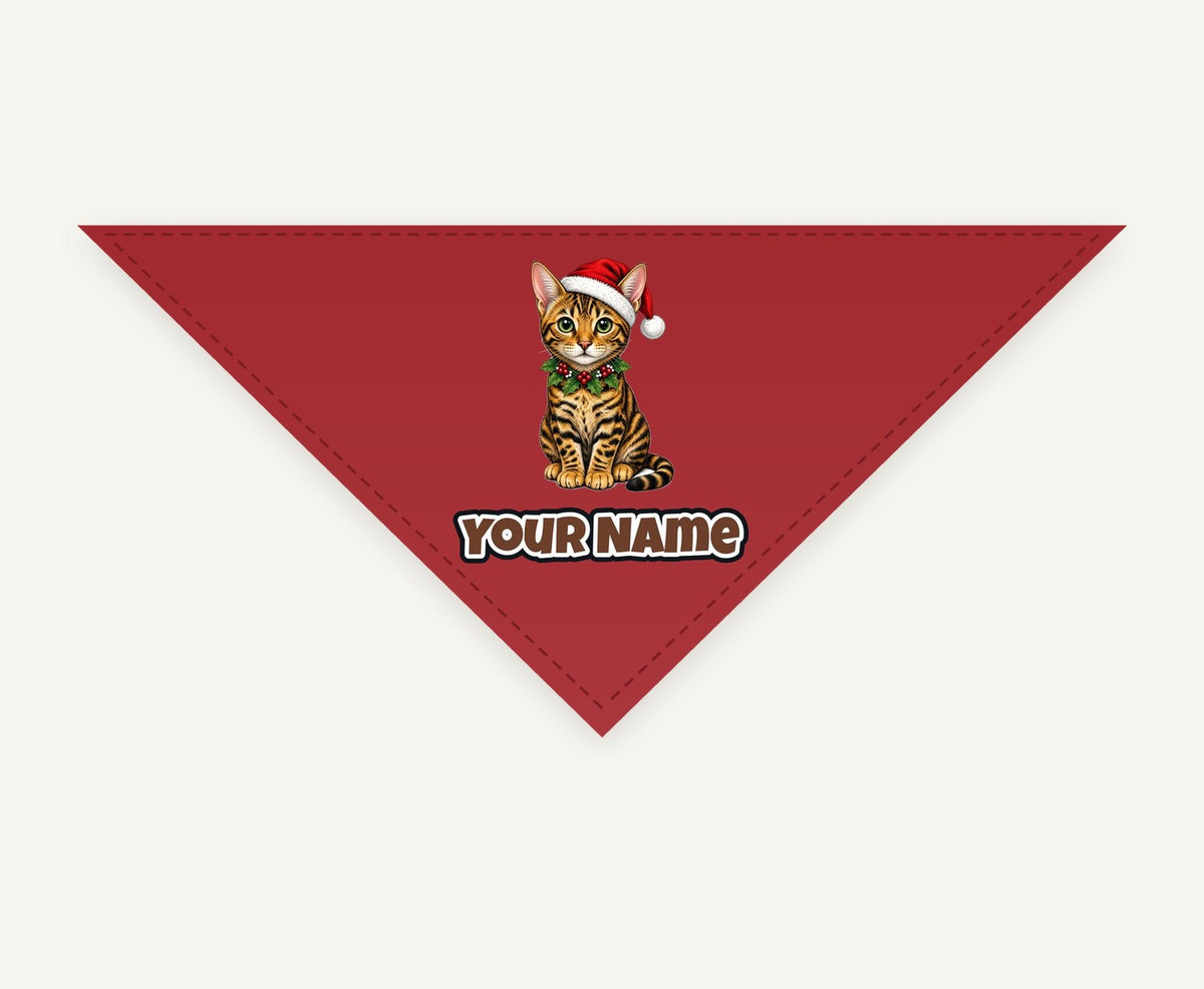 Bengal Christmas Personalised Christmas Pet Bandana, Cat or Dog